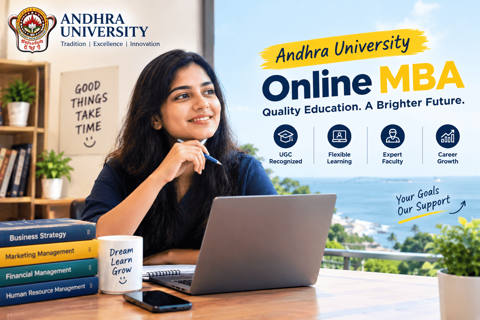 andhra uni online mba fees, admission and review